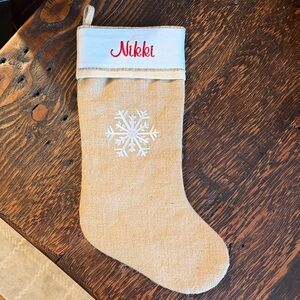 Festive Tan Stocking with Snowflake